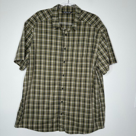 Arc'teryx Brohm Short Sleeve Button Up Shirt Mens Size XXL Plaid Cotton Blend - Picture 1 of 12